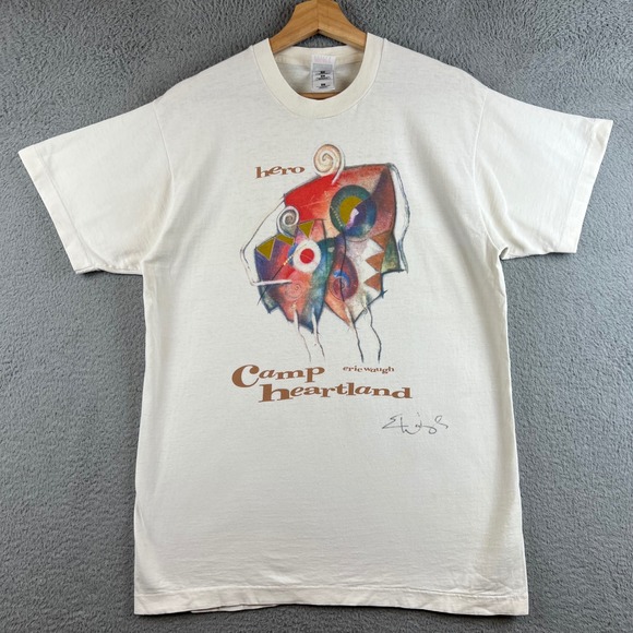 Fruit of the Loom Other - Vintage Eric Waugh Camp Heartland Art T-Shirt White Mens L USA signed